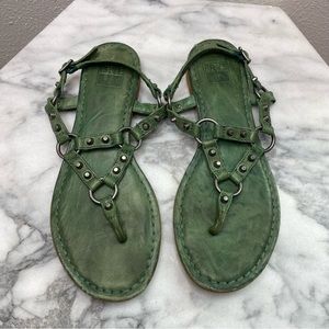 FRYE Carson Ring Thong Green Studded Sandals Size 6.5